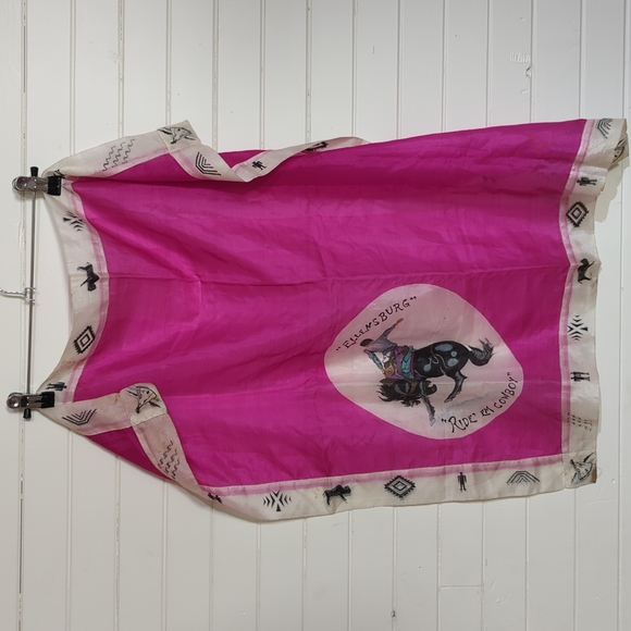 Vintage Ellensburg, WA rodeo pink silk scarf - Picture 3 of 8